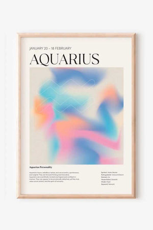 Aquarius - Farverig stjernetegns plakat Ellens Shop
