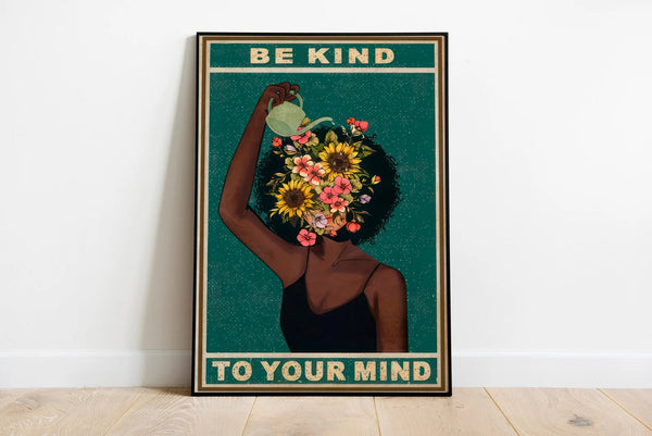 "Be Kind to Your Mind" Plakat – Smukt Design med Positivt Budskab