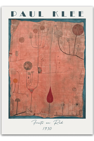 Fruits on Red Paul Klee Plakat | Farverig Kunst til Dit Hjem