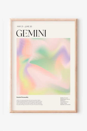 Gemini - Farverig stjernetegns plakat Ellens Shop