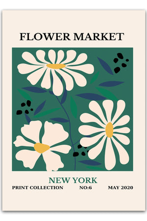 Grøn Flowermarket New York Plakat