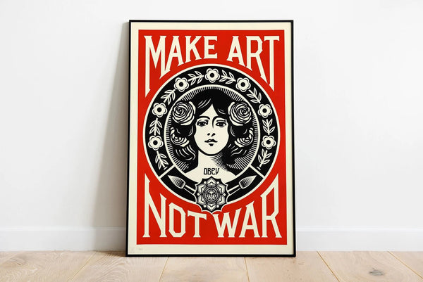 "Make Art Not War" Plakat – Ikonisk Budskab og Kreativ Stil