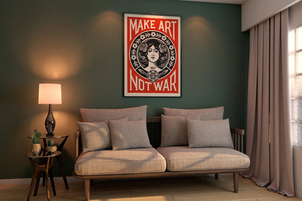 "Make Art Not War" Plakat – Ikonisk Budskab og Kreativ Stil