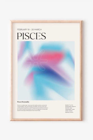 Pisces - Farverig stjernetegns plakat Ellens Shop