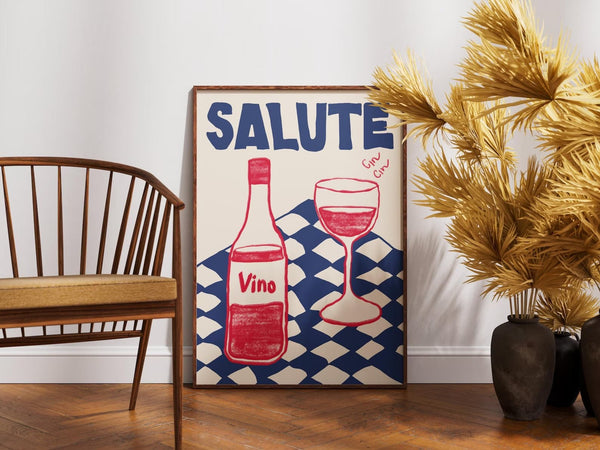 "Salute Vino" Plakat – Hyldest til Vin og Italiensk Elegance