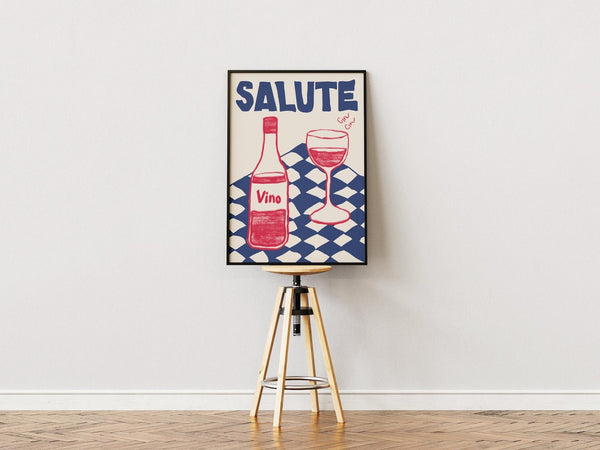 "Salute Vino" Plakat – Hyldest til Vin og Italiensk Elegance