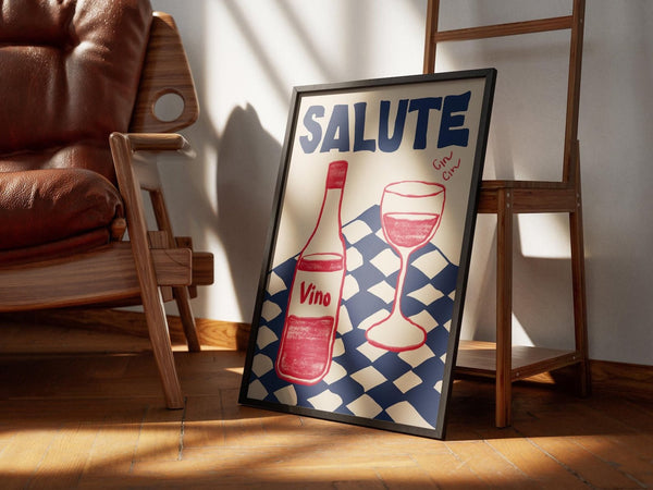 "Salute Vino" Plakat – Hyldest til Vin og Italiensk Elegance