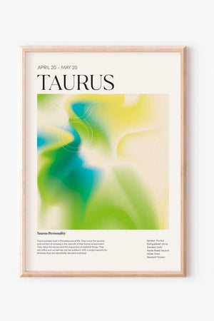 Taurus - Farverig stjernetegns plakat Ellens Shop
