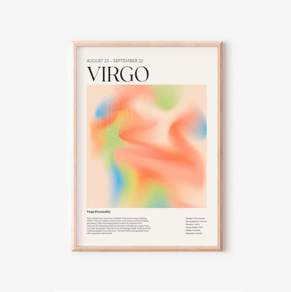 Virgo - Farverig stjernetegns plakat Ellens Shop